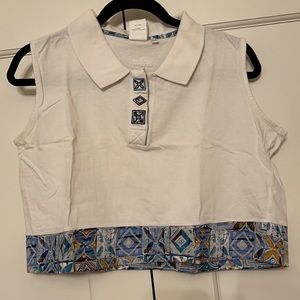 Crop tennis polo tank